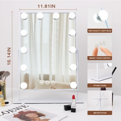 Miroir de maquillage Hollywood Lumineux LED Coiffeuse 30 x 41 cm