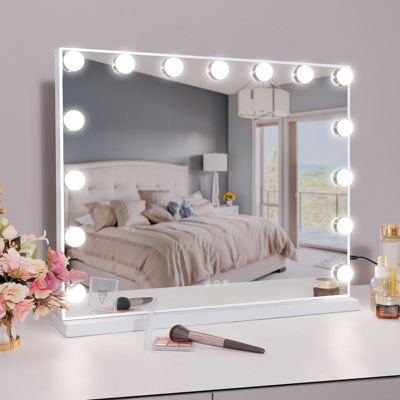 Miroir de maquillage Hollywood lumineux LED Coiffeuse Mural - 58 x 46 cm