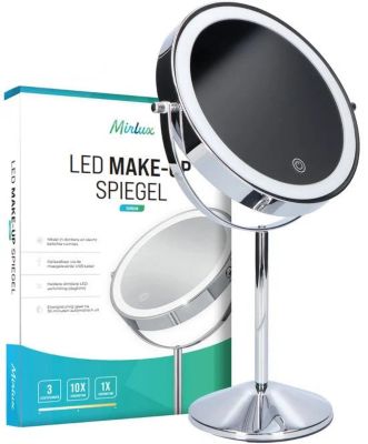 Miroir De Maquillage Lumineux LED Rechargeable Chrome, grossissement 1-10x