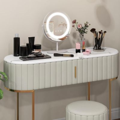 Miroir de Maquillage Pivotant 3 Couleurs et Luminosité Réglables Contrôle Tactile