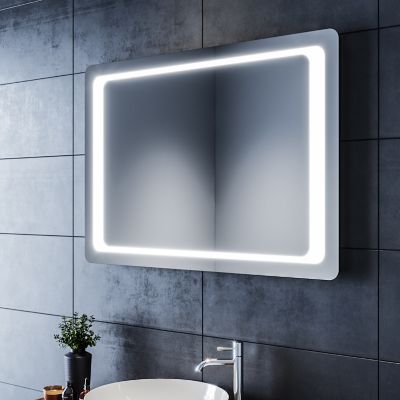 Miroir de Salle de Bain 100x70 SIRHONA Miroir LED AVCE Anti-buée et éclairage intégré Blanc Froid