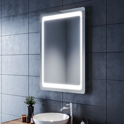 Miroir de Salle de Bain 100x70 SIRHONA Miroir LED AVCE Anti-buée et éclairage intégré Blanc Froid