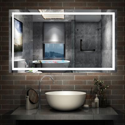 Miroir de salle de bain 120x70cm Tri-color anti-buée LED avec mémoire et lumière gradation, AICA SANITAIRE