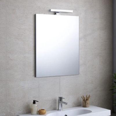 Miroir De Salle De Bain 60X70 Réversible Avec Lampe Chromée