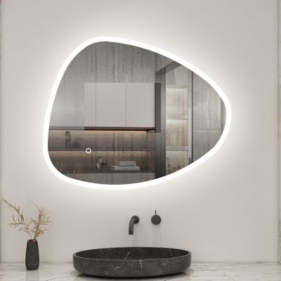 Miroir Salle De Bain Ovale 45x90cm LED Dimmable Anti-Buée Avec Mémoire - Lumineux Tactile