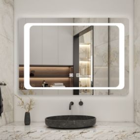 Miroir de salle de bain avec éclairage intégré, L.100 x H.70 cm Miroir lumineux anti buée, AICA SANITAIRE