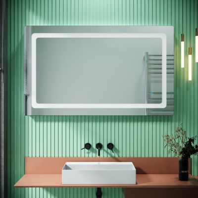 Miroir de Salle de Bain avec Eclairage LED 100x60cm avec Prise pour Miroirs de Salle de Bain Mural Fonction Anti-buée Miroirs LED