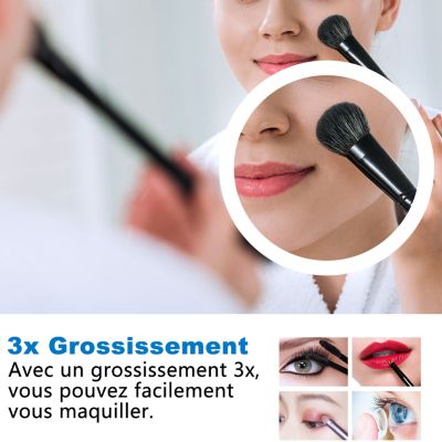Miroir de Salle de Bain avec Eclairage LED 140x80cm avec Bluetooth,anti-buée, horloge numérique,loupe 3x