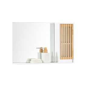 Miroir de Salle de Bain avec étagère Plateau Commode, BZR128-W, SoBuy