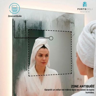 Miroir de salle de bain Calma Connect 80x80, App, Anti-Buée et ...