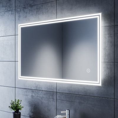 Miroir de Salle de Bain LED 100x60cm Anti-buée SIRHONA Miroir de Maquillage avec Commande par Effleurement