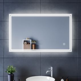 Miroir de Salle de Bain LED 100x60cm Anti-buée SIRHONA Miroir de Maquillage avec Commande par Effleurement