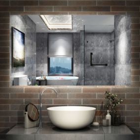 Miroir de salle de bain LED, 120x70cm, mémoire + dimmable + anti-buée, IP44, 6000K blanc, AICA SANITAIRE
