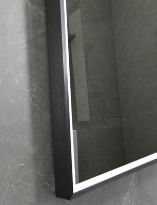 Miroir de salle de bain LED 130x60cm à luminosité variable avec cadre en aliminium noir LuxuryBain