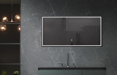 Miroir de salle de bain LED 130x60cm à luminosité variable avec cadre en aliminium noir LuxuryBain