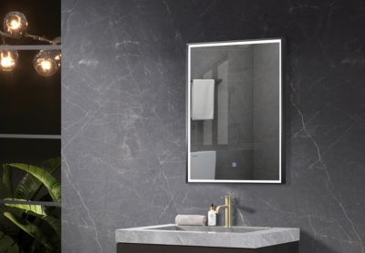 Miroir de salle de bain LED 50x70cm à luminosité variable avec cadre en aluminium noir LuxuryBain