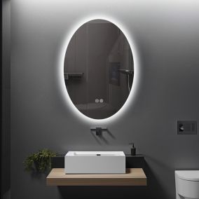 Miroir de salle de bain LED 50x70cm ovale anti buée avec LED 3 couleurs et luminosité variable LuxuryBain