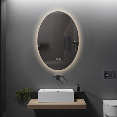 Miroir de salle de bain LED 50x70cm ovale anti buée avec LED 3 couleurs et luminosité variable LuxuryBain