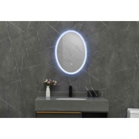 Miroir de salle de bain LED 50x70cm ovale à luminosité variable et interrupteur tactile LuxuryBain