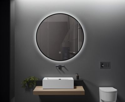 Miroir de salle de bain LED 60cm à luminosité variable avec cardre en aluminium noir LB-338080-60-60 LuxuryBain