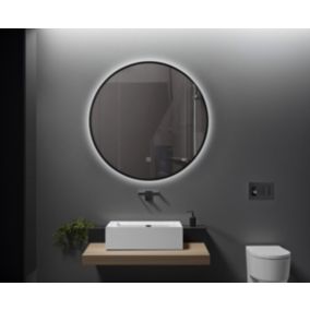 Miroir de salle de bain LED 60cm à luminosité variable avec cardre en aluminium noir LB-338080-60-60 LuxuryBain