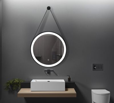 Miroir de salle de bain LED 60cm à luminosité variable suspendu noir LB-356060B-60-60 LuxuryBain