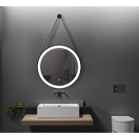 Miroir de salle de bain LED 60cm à luminosité variable suspendu noir LB-356060B-60-60 LuxuryBain