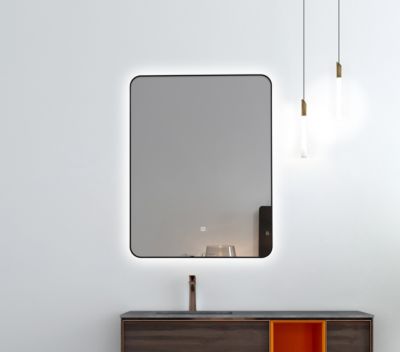 Miroir de salle de bain LED 60x80cm à luminosité variable rectangulaire avec cadre en aluminium noir LuxuryBain