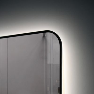 Miroir de salle de bain LED 60x80cm à luminosité variable rectangulaire avec cadre en aluminium noir LuxuryBain