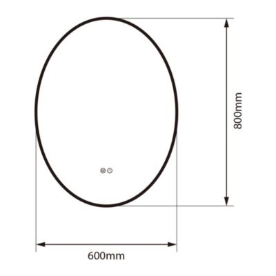 Miroir de salle de bain LED 60x80cm ovale anti buée avec cadre en aluminium noir LuxuryBain