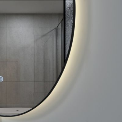 Miroir de salle de bain LED 60x80cm ovale à luminosité variable avec cadre en aluminium noir LuxuryBain