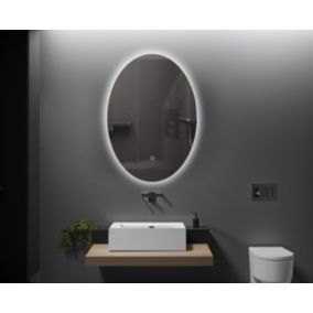 Miroir de salle de bain LED 60x80cm ovale à luminosité variable LuxuryBain