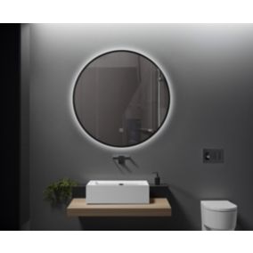 Miroir de salle de bain LED 80cm à luminosité variable avec cardre en aluminium noir LB-338080-80-80 LuxuryBain