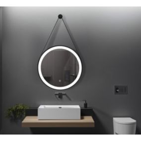 Miroir de salle de bain LED 80cm à luminosité variable suspendu noir  LB-356060B-80-80 LuxuryBain