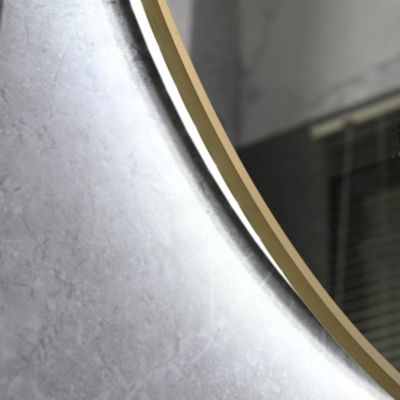 Miroir de salle de bain LED 80cm rond à luminosité variable avec cadre en aluminium doré, or et touche sensitive LuxuryBain
