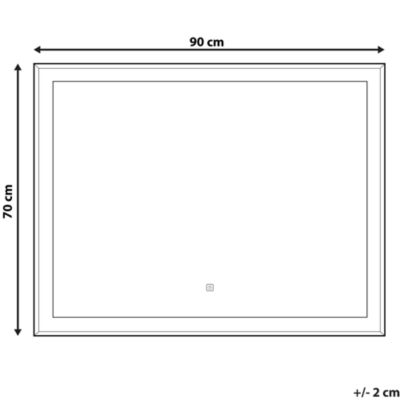 Miroir de salle de bain LED ARGENS 90 cm 70 cm Argenté