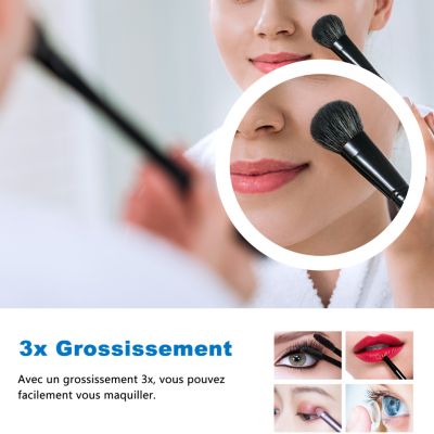 Miroir de salle de bain led bluetooth, 140x80cm Anti-buée, 3x Loupe, 3 couleurs de lumière, AICA SANITAIRE