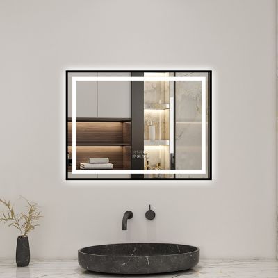 Miroir de Salle de Bain LED Intelligent 100x80 cm - Anti-Buée, Bluetooth, Horloge, Variateur de Lumière 3C
