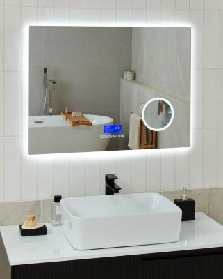 Miroir de salle de bain LED MONTARON 80 cm 60 cm Argenté