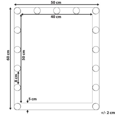 Miroir de salle de bain LED ODENAS 50 cm 60 cm Noir