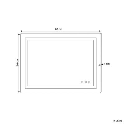 Miroir de salle de bain LED PRENOIS 80 cm 60 cm Argenté