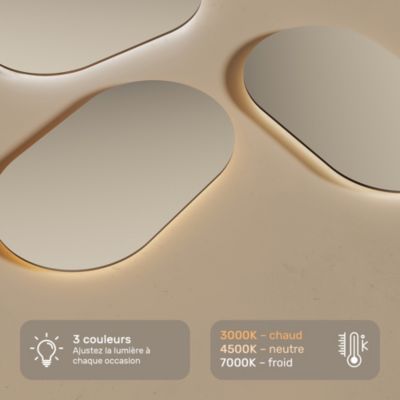 Miroir de salle de bain lumineux - ARTFORMA - Ovale - 120x70cm - LED Dual + interrupteur tactile + anti-buée