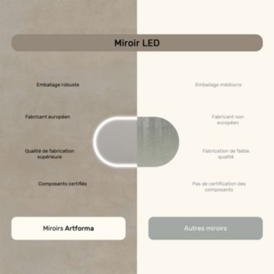 Miroir de salle de bain lumineux - ARTFORMA - Ovale - 120x70cm - LED Dual + interrupteur tactile + anti-buée
