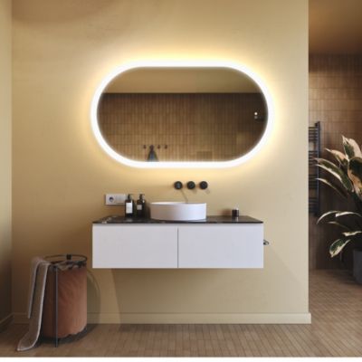 Miroir de salle de bain lumineux - ARTFORMA - Ovale - 120x70cm - LED Dual + interrupteur tactile + anti-buée