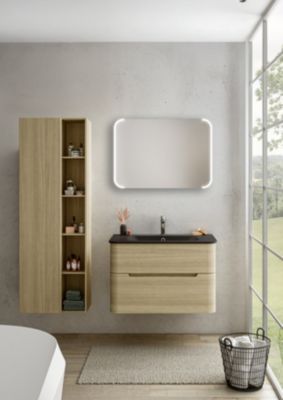 Miroir de salle de bain lumineux LED l.85 x H.60 x P.3 cm