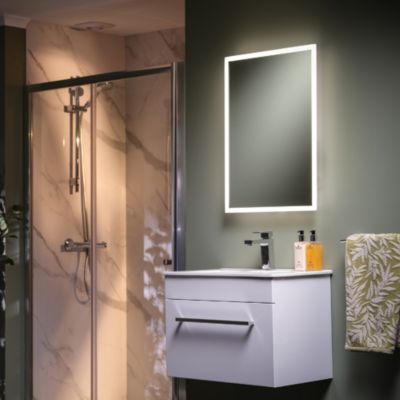 Miroir de salle de bain lumineux LED sur batterie rechargeable Verve rectangulaire H.70 x l.50 cm Sensio