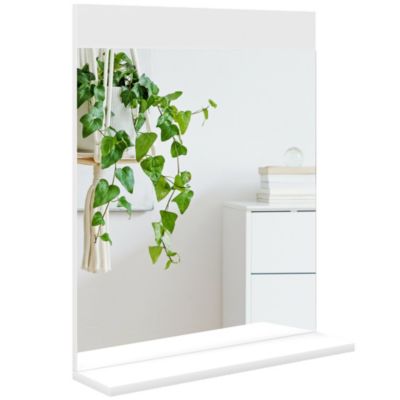 Miroir de salle de bain mural avec étagère intégrée - dim. 50 x 12 x 60 cm - blanc