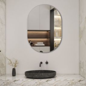 Miroir de salle de bain ovale sans cadre 45x90 cm, AICA SANITAIRE