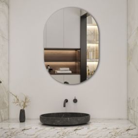 Miroir de salle de bain ovale sans cadre 60x80 cm, AICA SANITAIRE