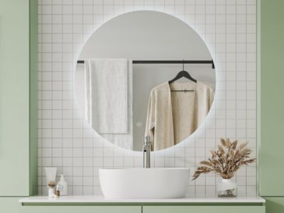 Miroir de salle de bain ovale sans contour anti buée à leds - D90 cm - ROMULA